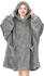 Woltu Hoodie Decke mit Ärmeln und Kapuze grau, 95x85 cm