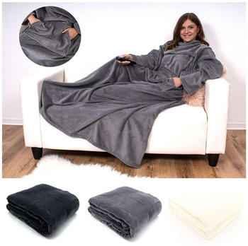 Heimtexland Kuscheldecke Cashmere Feeling TV Decke mit Ärmeln / Tasche Typ753 Creme