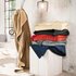 Ibena Kuscheldecke Porto 100x150 cm - Baumwollmischdecke anthrazit einfarbig, Wolldecke, Sofadecke kuschelweich