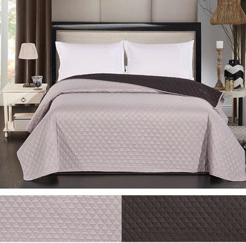 DecoKing Luxus Bettüberwurf Axel mit Uni Wendedesign - Zweiseitige Tagesdecke Silver / Black, 260x280 cm