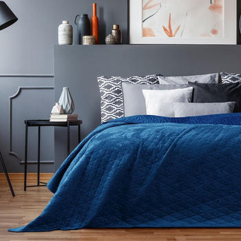 AmeliaHome Bett&uuml;berwurf Laila - Luxus Tagesdecke mit Wendedesign Royalblue, 240x260 cm