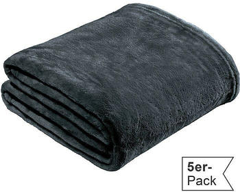REDBEST Fleece Wohndecke Amarillo im 5er-Pack grau 130x180 cm