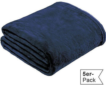 REDBEST Fleece Wohndecke Amarillo im 5er-Pack blau 130x180 cm