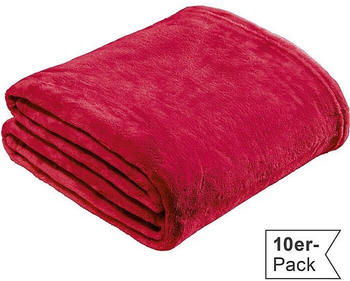 REDBEST Fleece Wohndecke Amarillo im 10er-Pack rot 130x180 cm