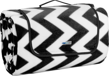 Relaxdays XXL Picknickdecke 200x300 cm Zick-Zack-Muster schwarz-wei&szlig; (10041272)