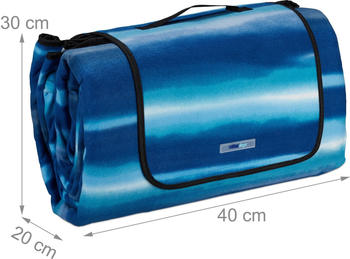 Relaxdays XXL Picknickdecke 200x300 cm gestreift blau/türkis (10041280)