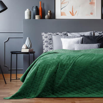AmeliaHome Bett&uuml;berwurf Laila - Luxus Tagesdecke mit Wendedesign Bottlegreen / Jadegreen, 240x260 cm