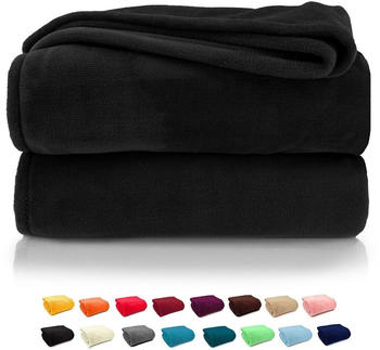 Heimtexland Kuscheldecke SUPER SOFT Flanell Wohndecke XL Sofadecke Überwurf Uni Typ380 Schwarz 200 x 150 cm