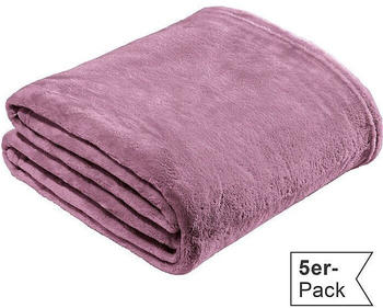 REDBEST Fleece Wohndecke Amarillo im 5er-Pack rose 150x200 cm