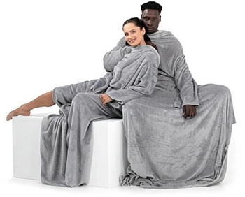 DecoKing Ärmeldecke Lazy 170x200 cm silber