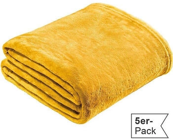 REDBEST Fleece Wohndecke Amarillo im 5er-Pack gelb 130x180 cm
