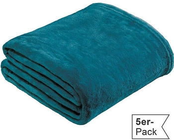 REDBEST Fleece Wohndecke Amarillo im 5er-Pack gruen/blau 150x200 cm