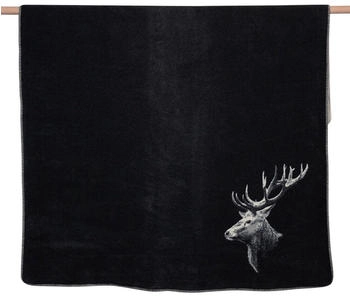 David Fussenegger Wohndecke Savona 'Hirschkopf' 150 x 200 cm Anthrazit