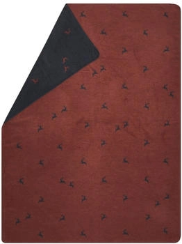 David Fussenegger Wohndecke Kurzflor Savona 'Hirsch allover' 150 x 200 cm Ziegelrot