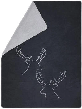 David Fussenegger Wohndecke Kurzflor Savona 'Hirschköpfe linear' 150 x 200 cm Anthrazit