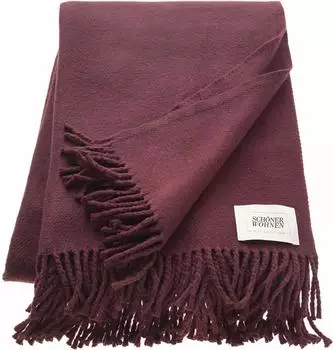 Sch&ouml;ner Wohnen Basics Wohndecke mit Fransen lila/violett/pflaume/burgund/rose Baumwollmischgewebe (70240-070-140-200)