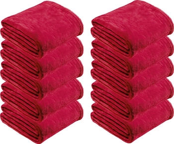 REDBEST Fleece Wohndecke Amarillo im 10er-Pack rot 150x200 cm