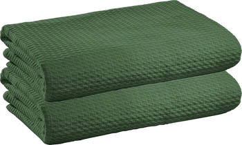 Erwin Müller Wohndecke Sommer-Decke "Siena" 2er-Pack, Baumwolle Uni, dunkelgrün, 100 cm x 150 cm