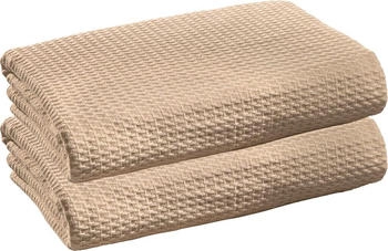 Erwin Müller Wohndecke Sommer-Decke "Siena" 2er-Pack, Baumwolle Uni, beige, 150 cm x 200 cm
