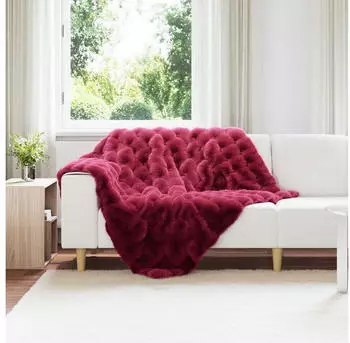 vidaXL Rutschfeste Kunstfell Decke Olite 4 pcs Bordeauxrot Polyester (42021853)