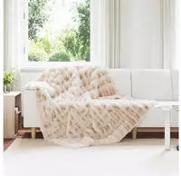 vidaXL Rutschfeste Decke aus Kunstkaninchenfell Olite 4 pcs Beige
