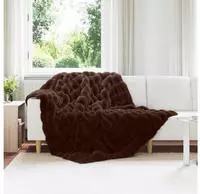 vidaXL Rutschfeste Decke aus Kunstkaninchenfell Olite 4 pcs Kamel