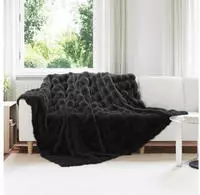 vidaXL Rutschfeste Decke aus Kunstkaninchenfell Olite 4 pcs Schwarz