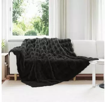 vidaXL Rutschfeste Kunstfell Decke Olite 4 pcs Schwarz 240 x 270 cm (42021840)