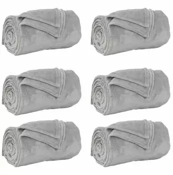 vidaXL Wohndecken 6 pcs Grau 130 x 150 cm Fleece (42016801)