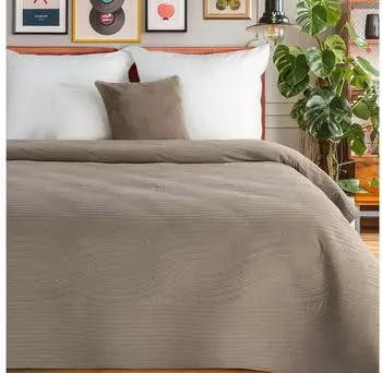 Eurofirany Tagesdecke VELVET Karomuster Beige, 220x240 cm