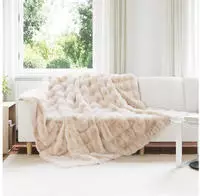 vidaXL Rutschfeste Decke aus Kunstkaninchenfell Olite 4 pcs Beige