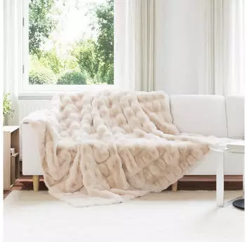 vidaXL Rutschfeste Kunstfell Decke Olite 4 pcs Beige 220 x 240 cm (42021791)