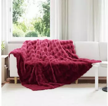 vidaXL Rutschfeste Kunstfell Decke Olite 4 pcs Bordeauxrot Polyester (42021855)