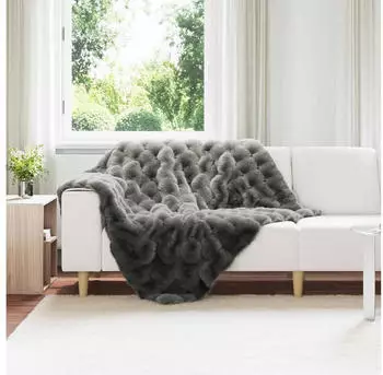 vidaXL Rutschfeste Kunstfell Decke Olite 4 pcs Dunkelgrau 130 x 150 cm (42021805)