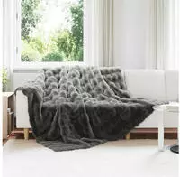 vidaXL Rutschfeste Decke aus Kunstkaninchenfell Olite 4 pcs Dunkelgrau