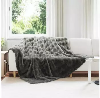 vidaXL Rutschfeste Kunstfell Decke Olite 4 pcs Dunkelgrau 240 x 270 cm (42021808)