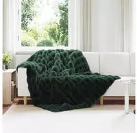 vidaXL Rutschfeste Decke aus Kunstkaninchenfell Olite 4 pcs Dunkelgr&uuml;n