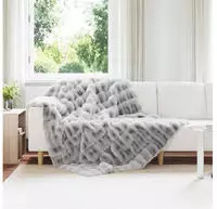 vidaXL Rutschfeste Decke aus Kunstkaninchenfell Olite 4 pcs Grau