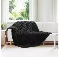 vidaXL Rutschfeste Decke aus Kunstkaninchenfell Olite 4 pcs Schwarz