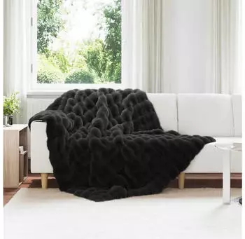 vidaXL Rutschfeste Kunstfell Decke Olite 4 pcs Schwarz 150 x 220 cm (42021838)