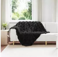 vidaXL Rutschfeste Decke aus Kunstkaninchenfell Olite Schwarz