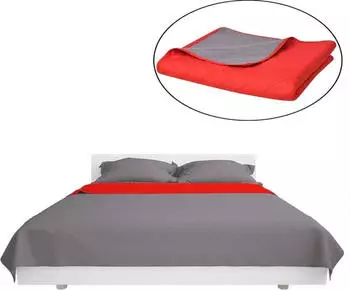 vidaXL Zweiseitige Tagesdecke Gesteppt Rot und Grau 220x240 cm (131556)