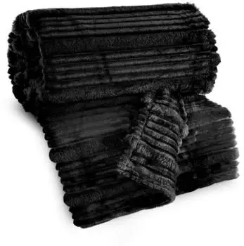 Eurofirany Wohndecke NINA mit Streifen-Steppung Schwarz, 200x220 cm