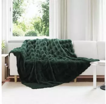 vidaXL Rutschfeste Kunstfell Decke Olite 4 pcs Dunkelgr&uuml;n 240 x 270 cm (42021824)