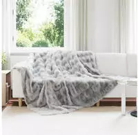 vidaXL Rutschfeste Decke aus Kunstkaninchenfell Olite 4 pcs Grau