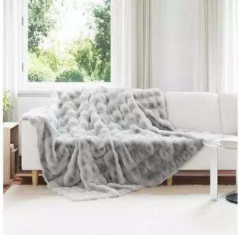 vidaXL Rutschfeste Kunstfell Decke Olite 4 pcs Grau 220 x 240 cm (42021815)