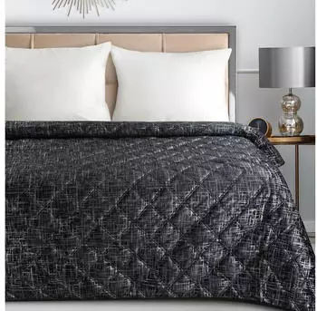 Eurofirany Tagesdecke BLINK6 Karomuster Schwarz, 220x240 cm