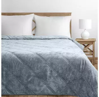 Eurofirany Tagesdecke VELVET Karomuster Silber 1, 220x240 cm