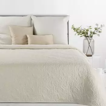 Eurofirany Tagesdecke LEIN-OPTIK 4 Karomuster creme, 200x220 cm