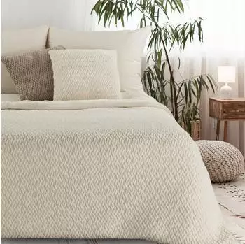 Eurofirany Wohndecke KAYLA 130x170 cm Geflechtes Muster creme